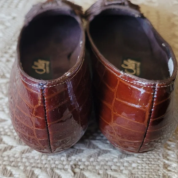 Selby Vintage Brown Leather Croc With Tassles Confort Flex Flats Size 6.5 - Picture 6 of 11
